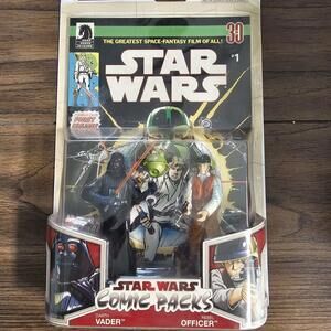 Star Wars 2 Pk Darth Vader & Rebel Officer Action Figures #1 Comic 2009 NIB